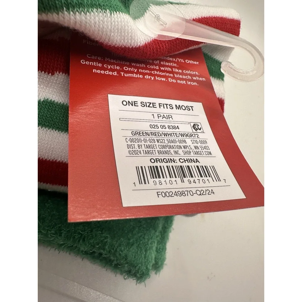 Wondershop Target Christmas Elf Knee High Socks Fuzzy Costume Red Green NWT